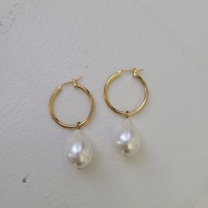 Pearl hoop earrings